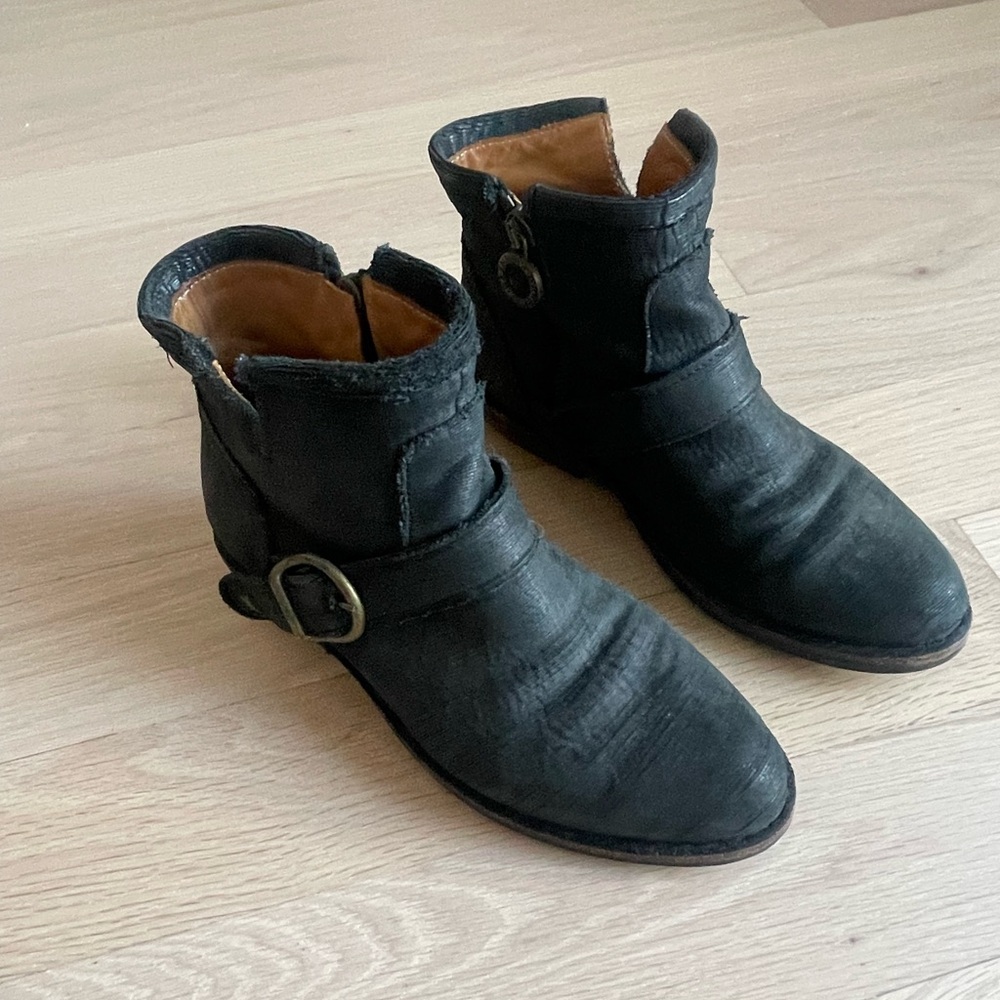 Fiorentini + Baker Textured Black Leather “Chad” Ankle Boots